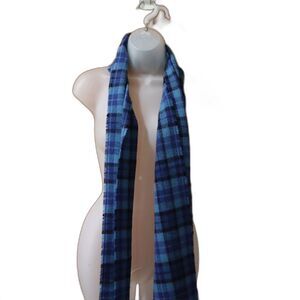 Blue and Black Plaid Scarf